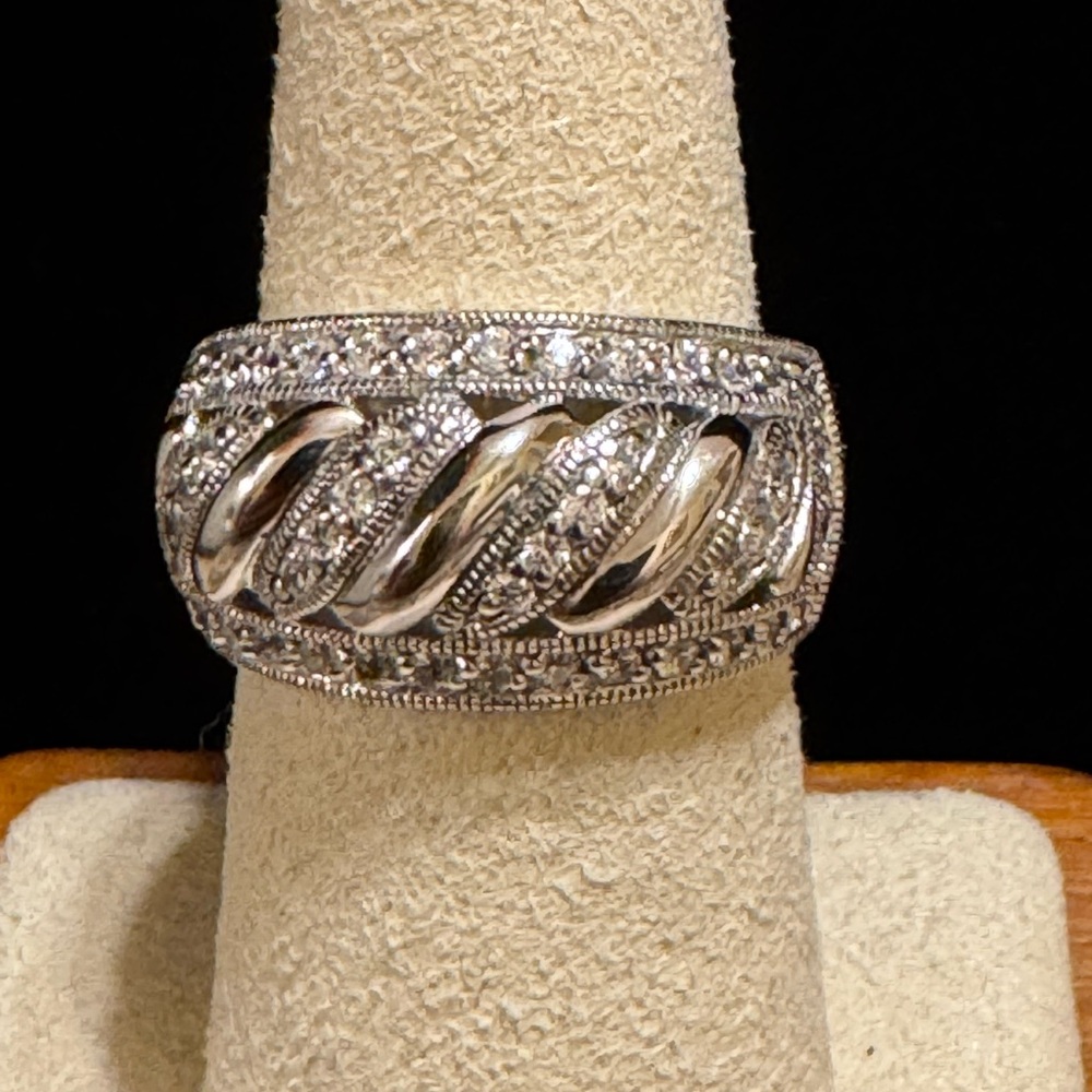 NIB Diamonique 925 sterling and CZ anniversary ring